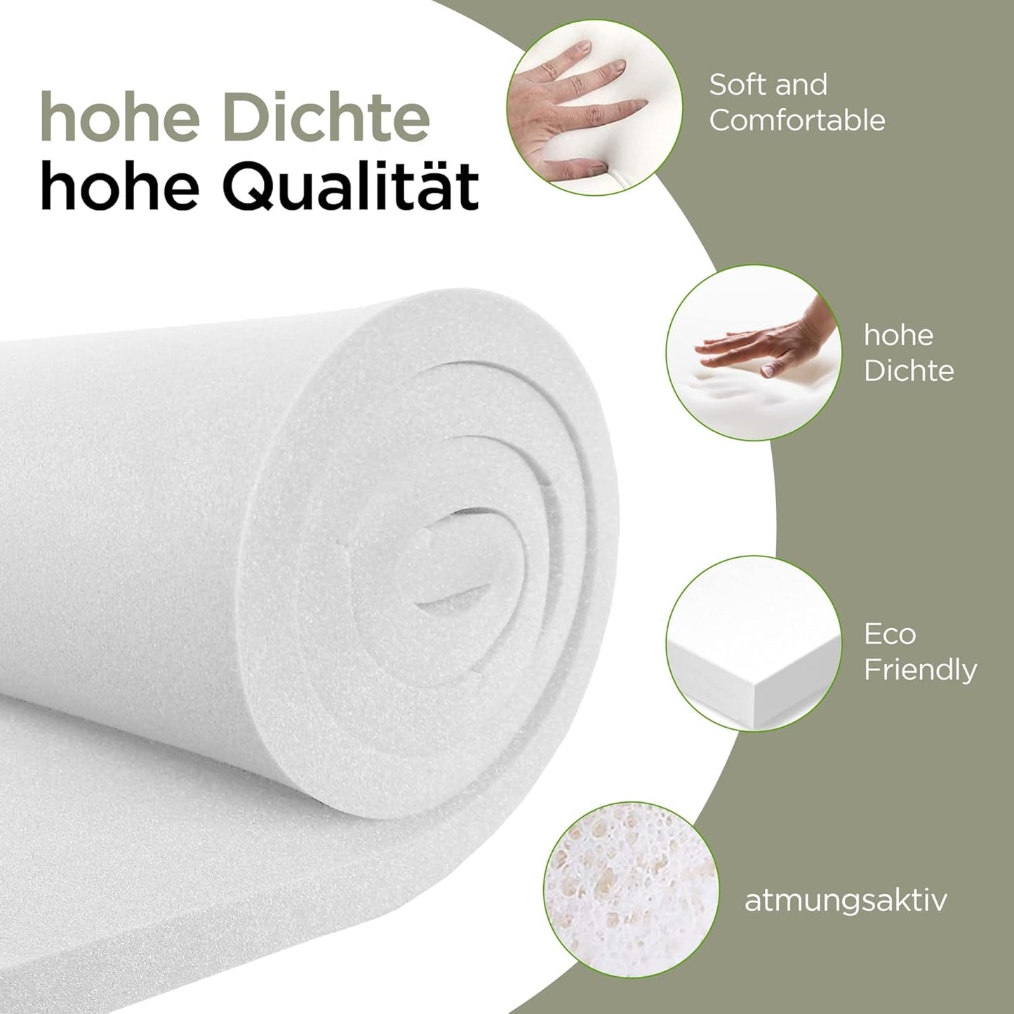 Schaumstoffplatten-Topper (200 x 40 x 3 cm), 3 cm 40 x 200 cm