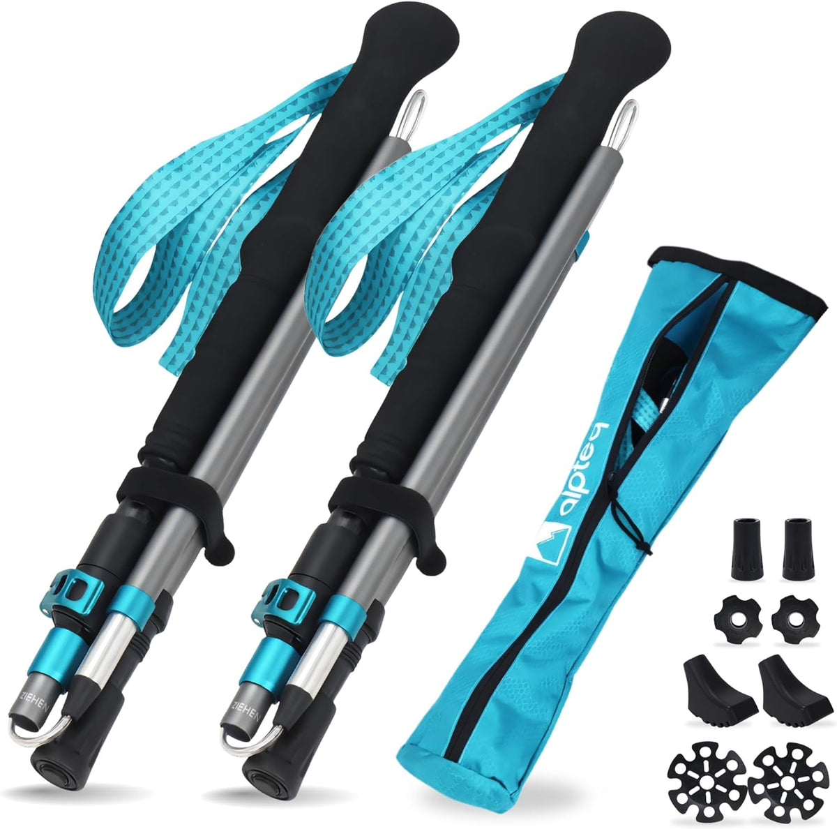 Faltbare Trekkingstöcke, Carbon Zicral 110-130 cm | Blue Teal
