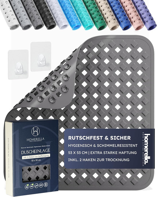 Rutschfeste Duschmatte 53x53cm, BPA-frei, maschinenwaschbar, Anthrazit