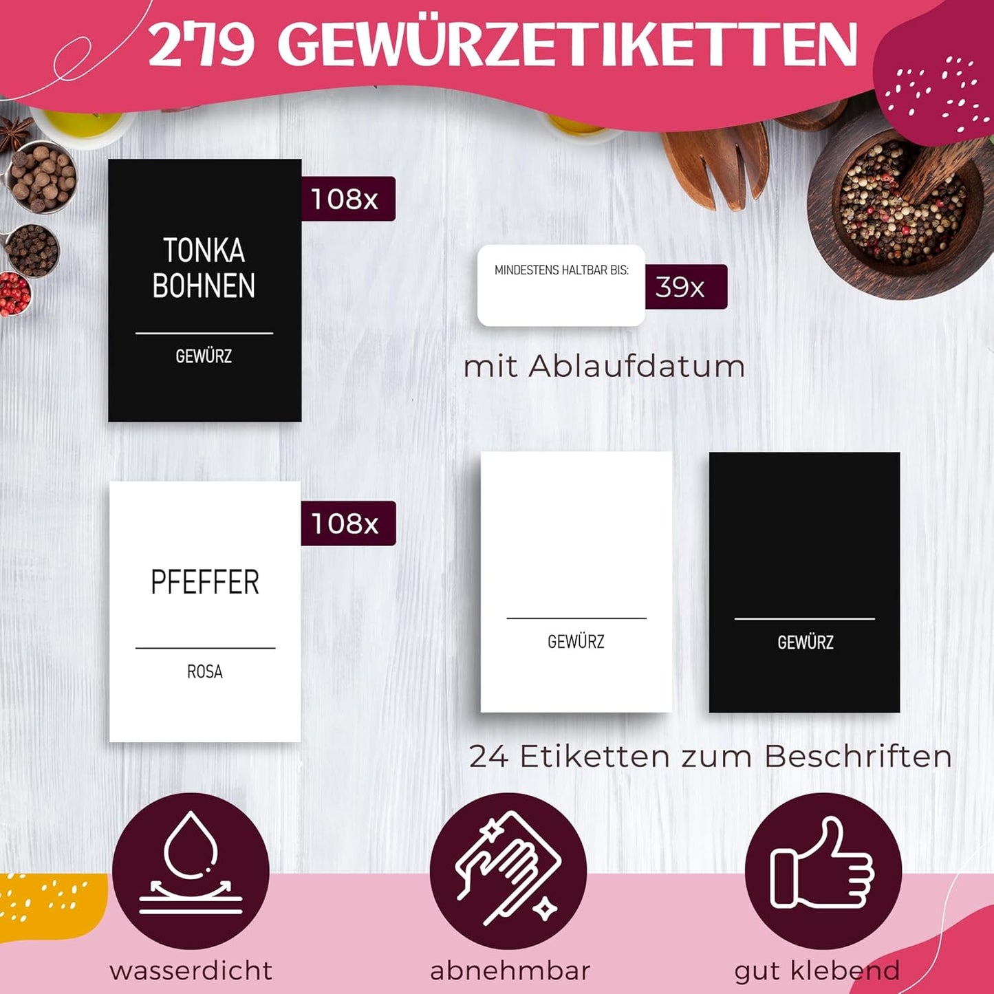 Gewürzgläser-Set, 12 x 180ml