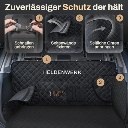 Wasserdichter Kofferraumschutz, Schwarz Premium (Gesteppt)