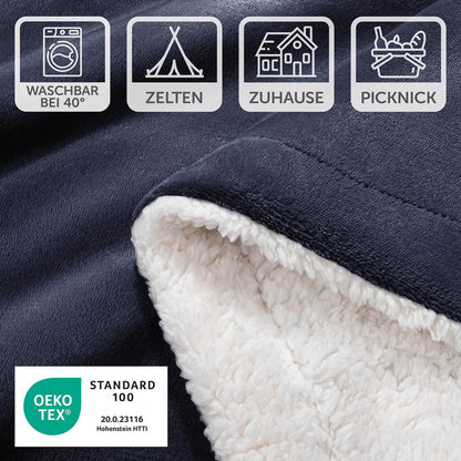 Sherpa Kuscheldecke, 150 x 200 cm, Dark Ocean Blue - Blau