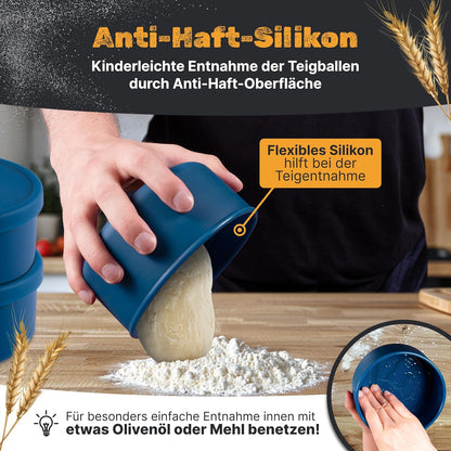4er-Set Pizzaballenbox mit Deckel, 4 Stück blau