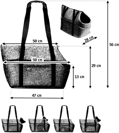 Tragetasche für Haustiere bis 12 kg, L Schwarz (Kunstleder)