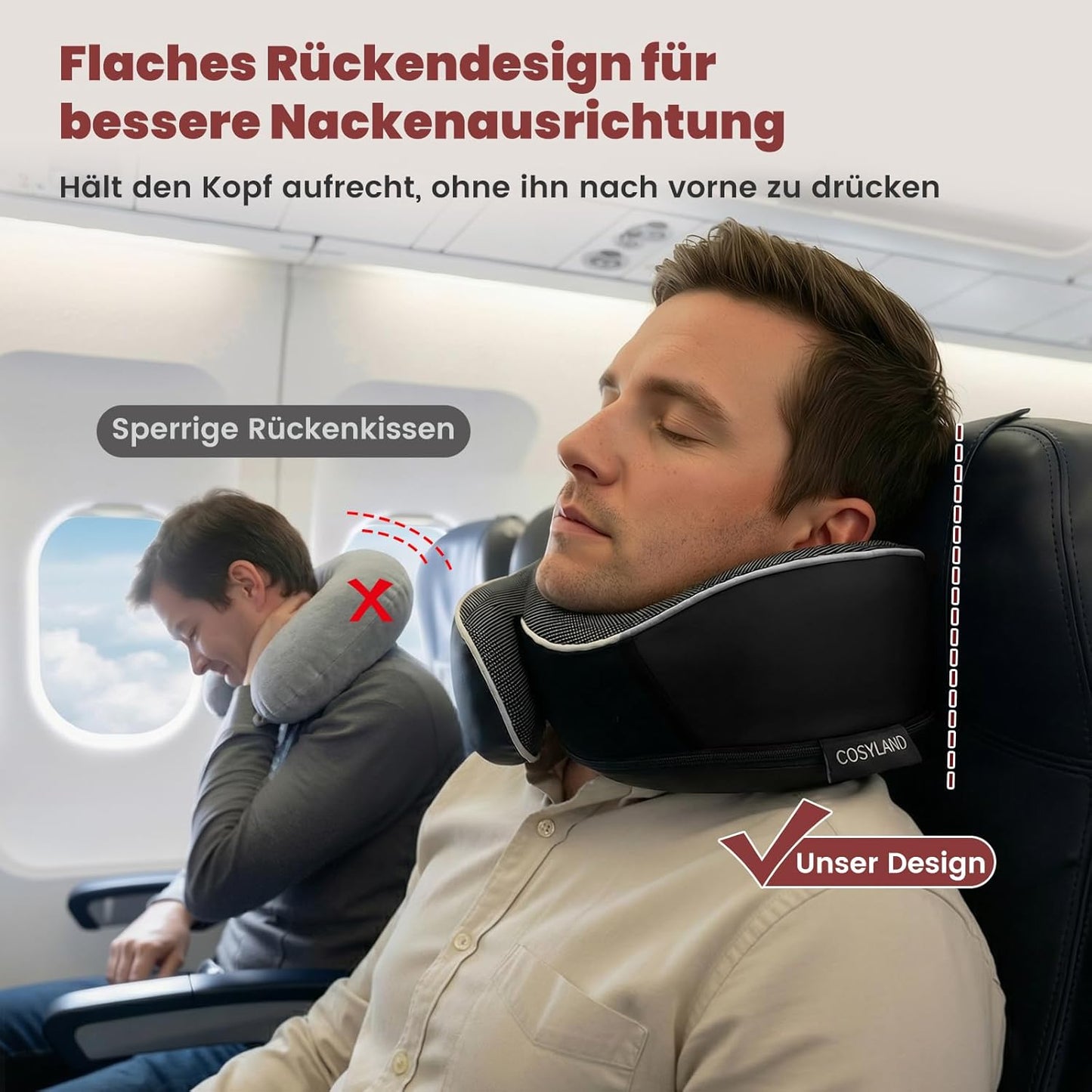Reisekissen 360° Nackenhörnchen Memory Foam, Schwarz