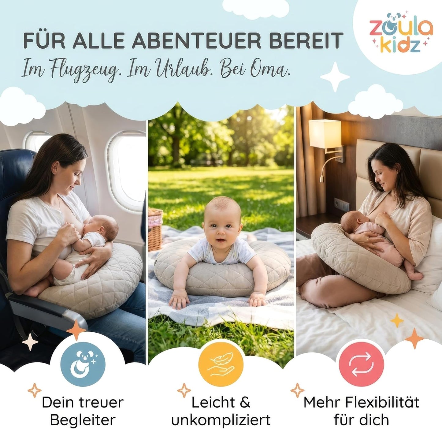 Aufblasbares Stillkissen für Reisen & Unterwegs, S/M