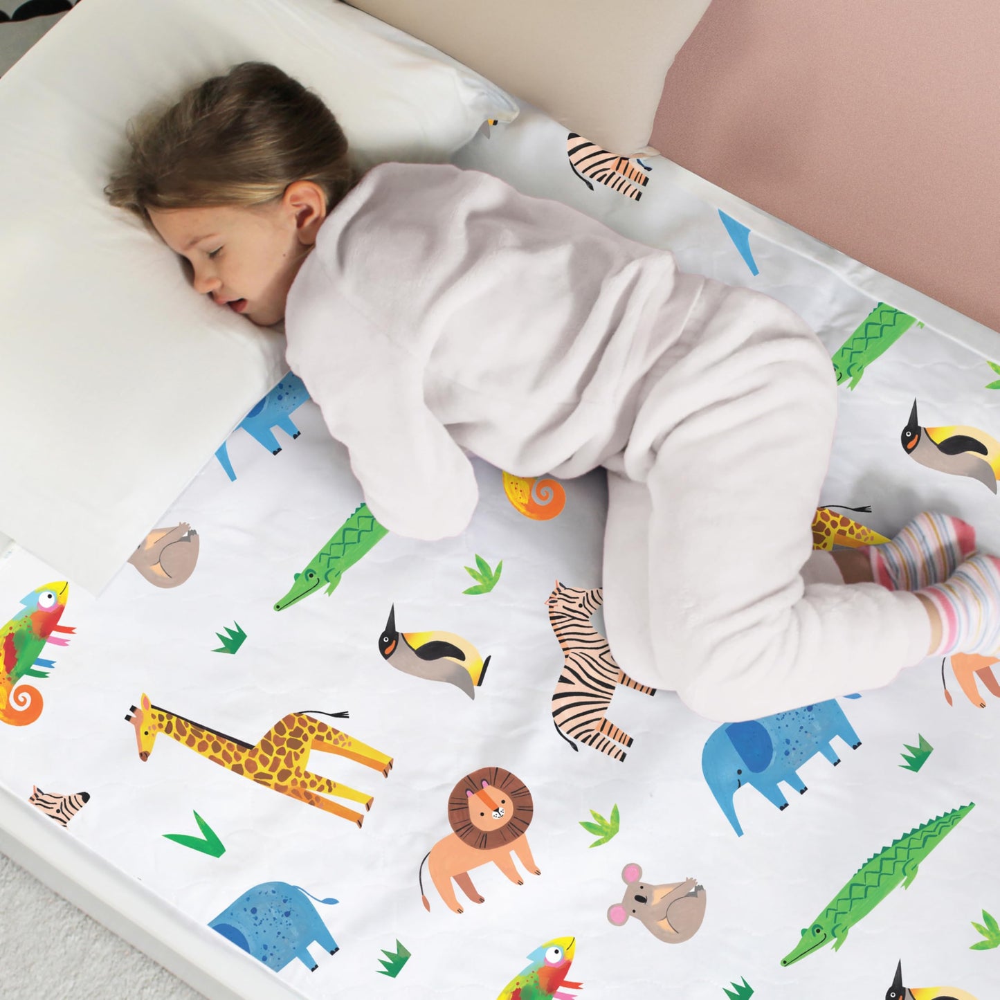 Wasserdichte Matratzenauflage für Kinderbetten, Safari - Klein (Bis 90cm Breite) 1er-Pack