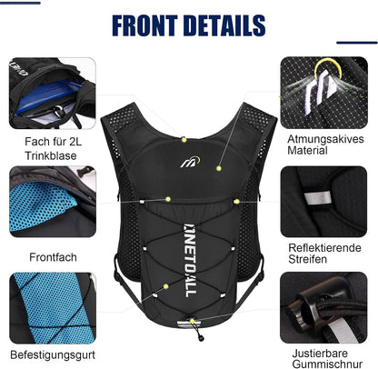 Laufweste mit Trinksystem, schwarz mit soft flask