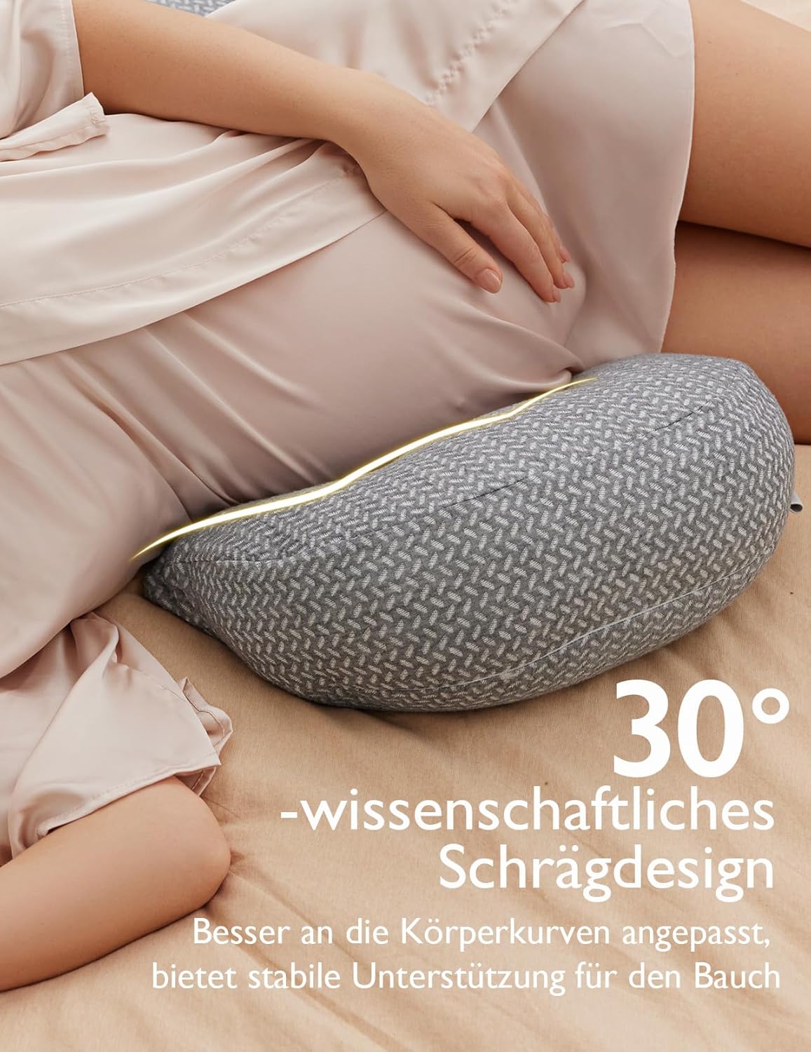 Verstellbares Schwangerschafts-Seitenschläferkissen, Dunkel Grau W-Form