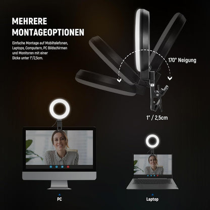 Dimmbares Ringlicht mit Klemme und Tischstativ, BR60 mit Tischstativ