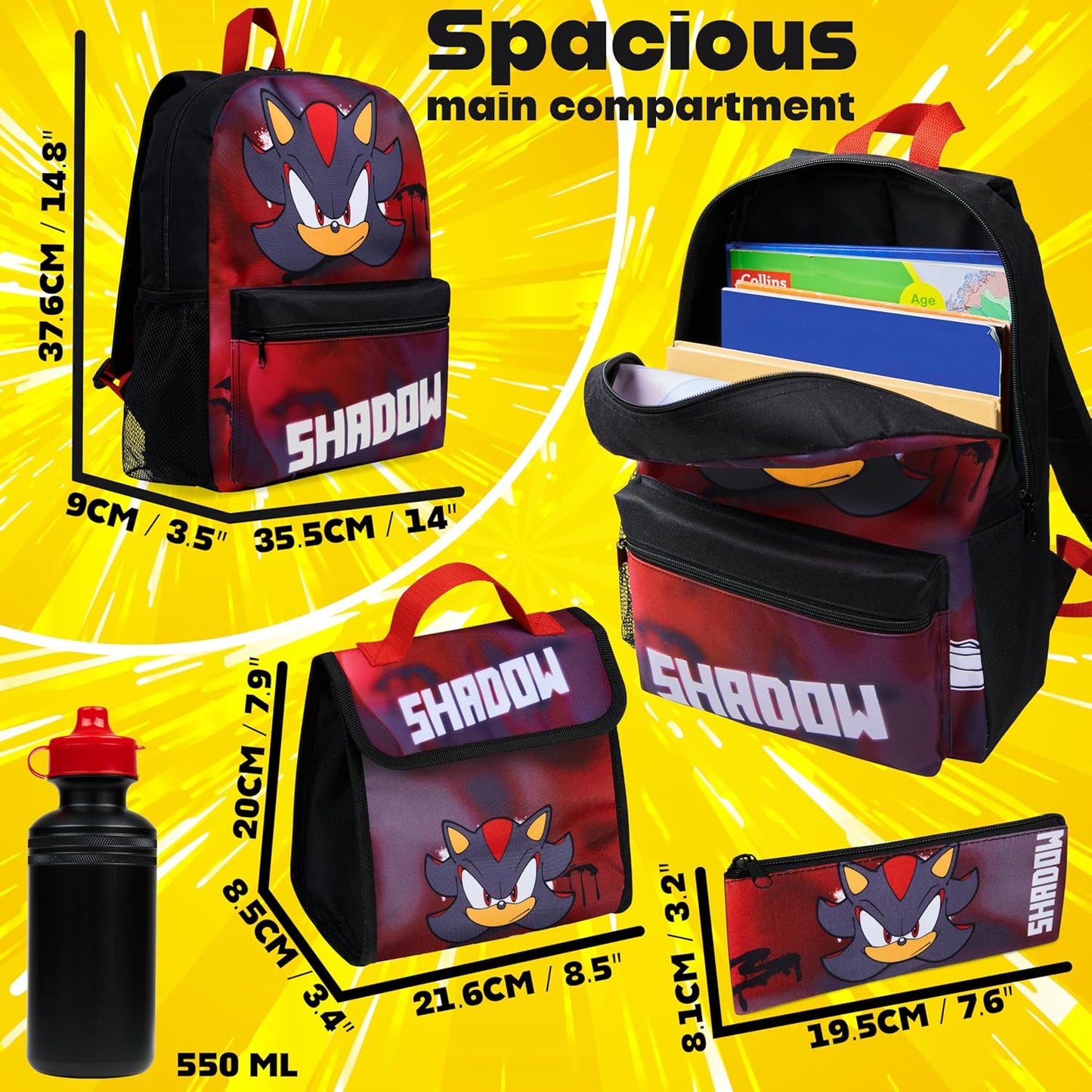 Kinderrucksack-Set Shadow mit Zubehör (4-teilig)
