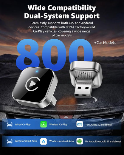 Wireless CarPlay & Android Auto Adapter, Schwarz