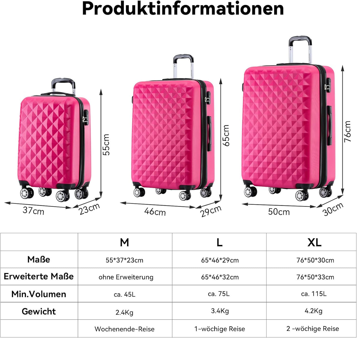 XL-Hartschalen-Koffer, Peach XL