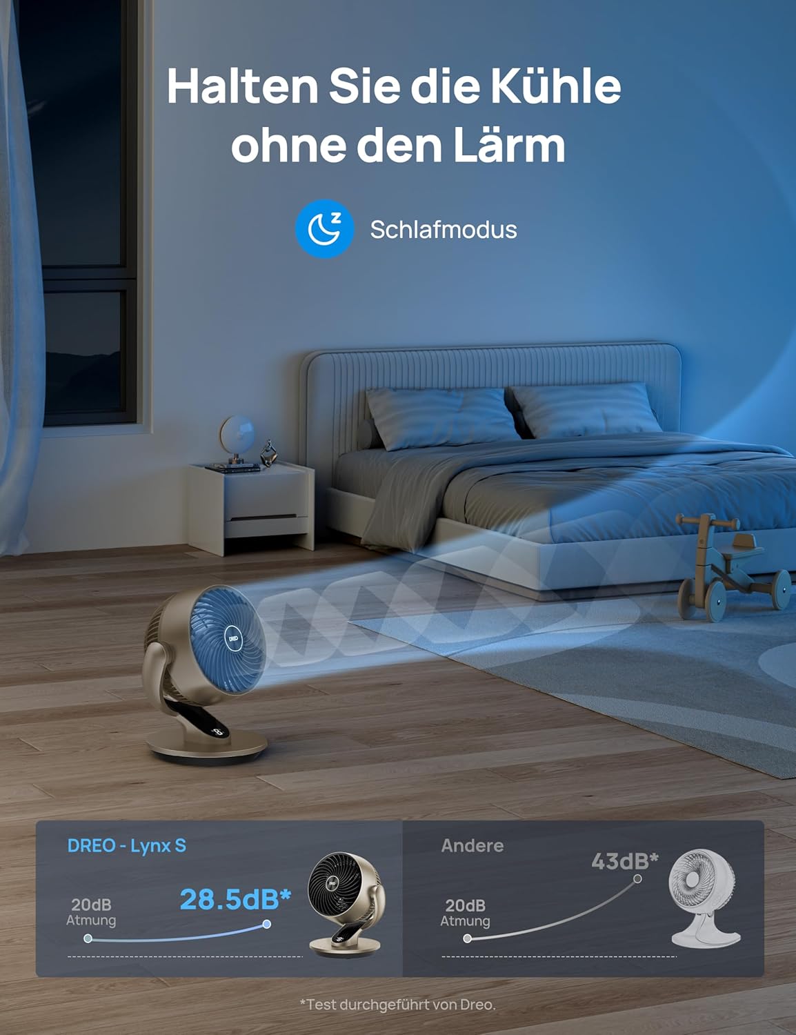 Leiser Smart Tischventilator Lynx S mit Fernbedienung, Timer und Ap-Steuerung, Gold