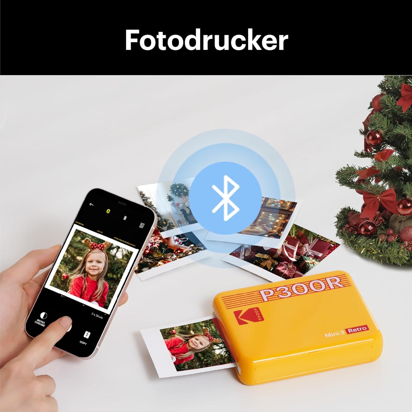 Mini 3 Retro Fotodrucker mit 68 Fotopapieren, Imprimante + 68 feuilles et accessoires weiß