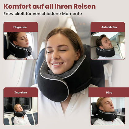 Reisekissen 360° Nackenhörnchen Memory Foam, Schwarz
