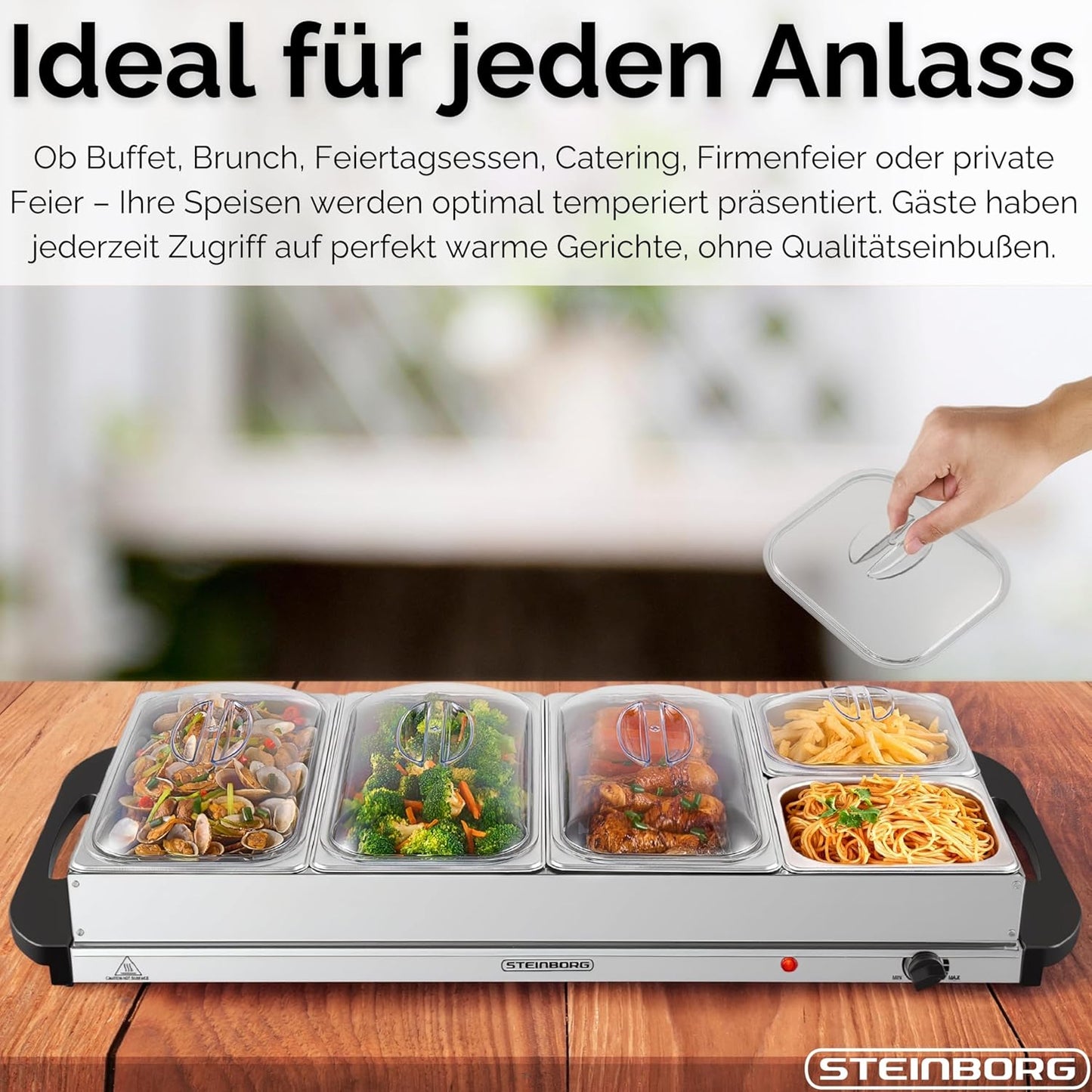 Buffetwärmer mit 5 Speisebehältern