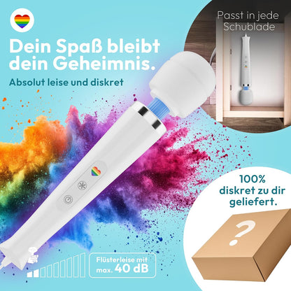 Magic Wand Massagestab mit Kabel & App-Steuerung, 20 Modi, Weiss