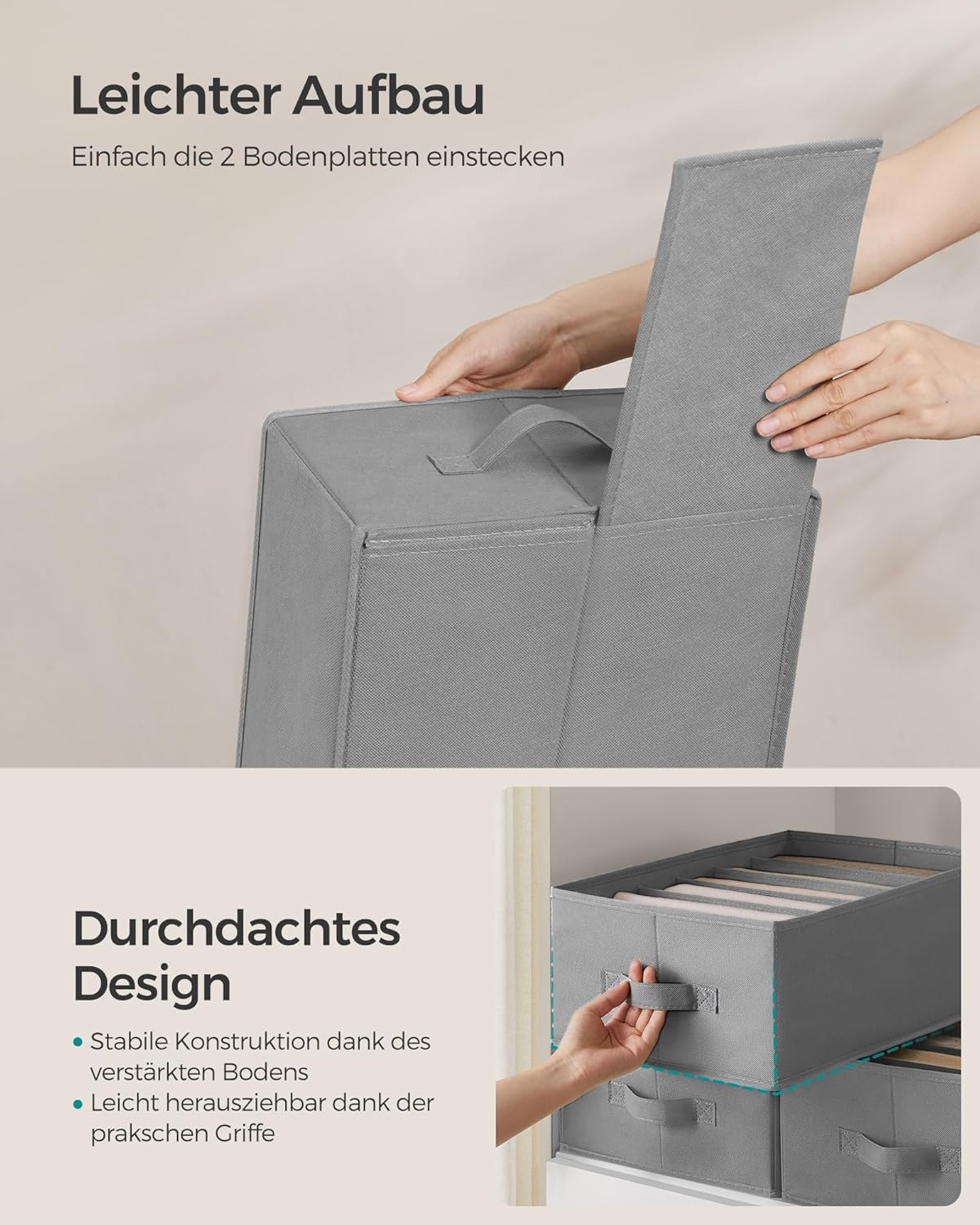 6-teiliges Kleiderschrank-Organizer-Set, Taubengrau