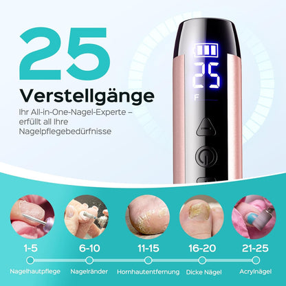 Kabelloser Nagelfräser C51, 35000 u/min, LED-Display, Gold