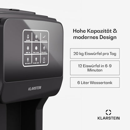 3in1 Eiswürfelmaschine mit Wasserspender und Crushed Ice, 3 in1 Crushed Ice Digital|Schwarz