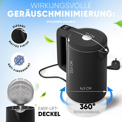Wasserkocher mit Temperatureinstellung, Schwarz