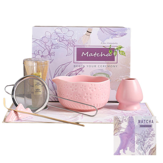 7-teiliges Matcha-Teeset, Rosa