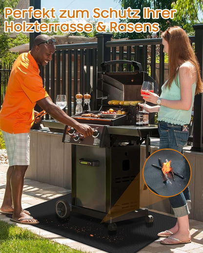 Feuerfeste Hitzeschutzmatte für Grill & Feuerstelle, Schwarz