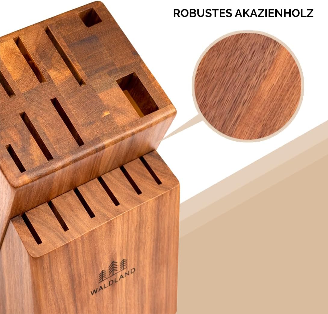 Messerblock mit Antirutsch-Füssen, Akazienholz Braun