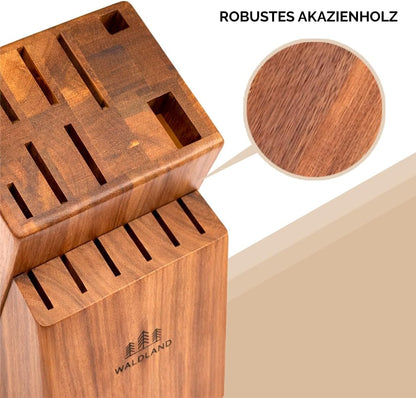 Messerblock mit Antirutsch-Füssen, Akazienholz Braun