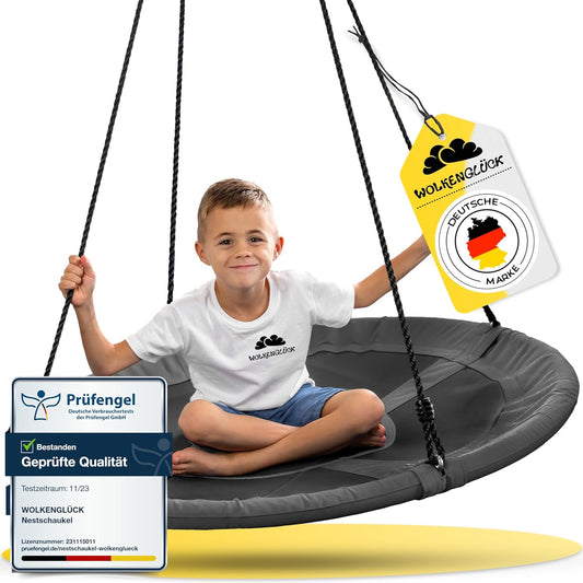 Höhenverstellbare Nestschaukel für Kinder & Erwachsene, Grau - 110cm Durchmesser