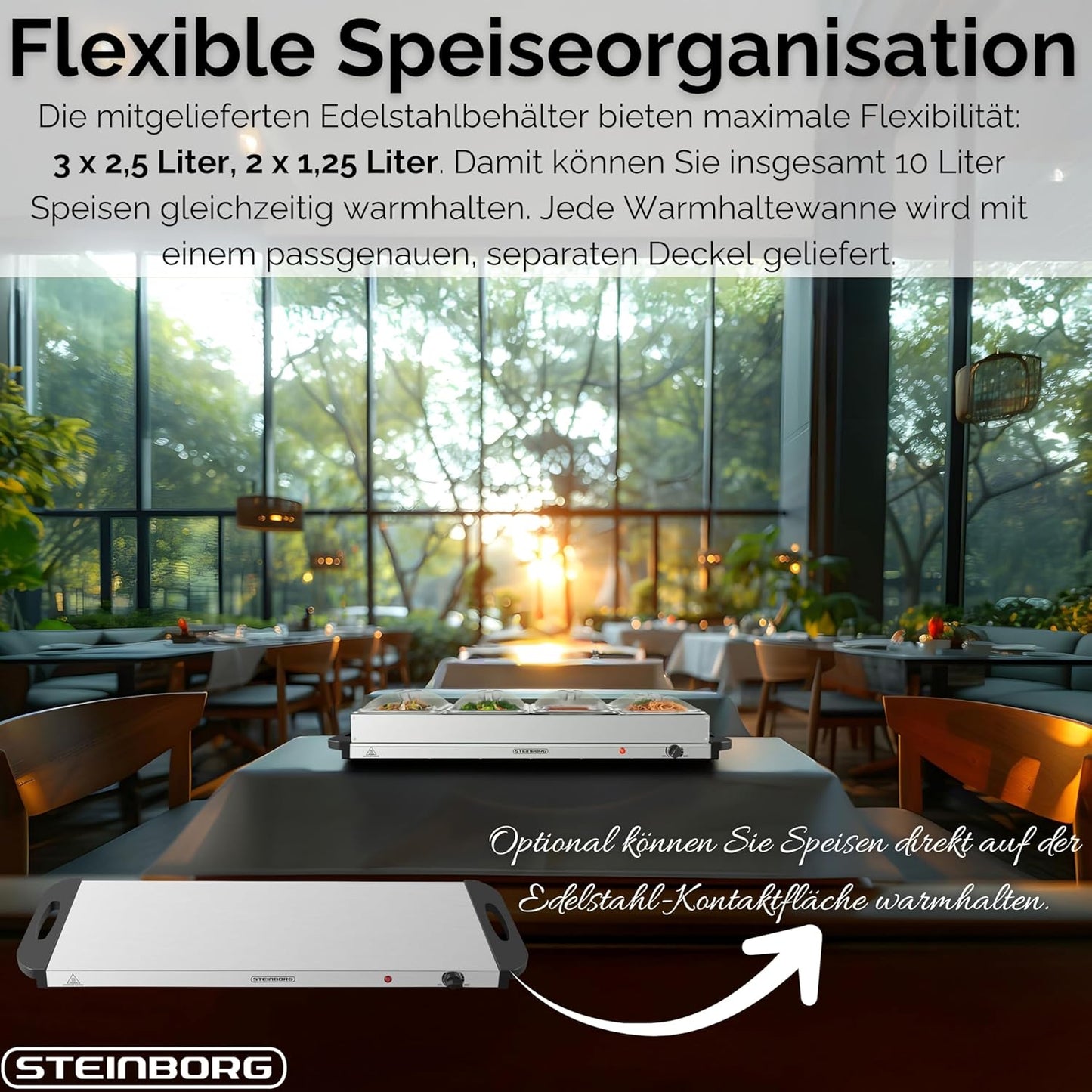 Buffetwärmer mit 5 Speisebehältern