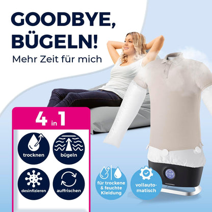 Automatischer Hemdenbügler Pro Steam mit Dampffunktion & Touchdisplay, Hemdenbügler Schwarz