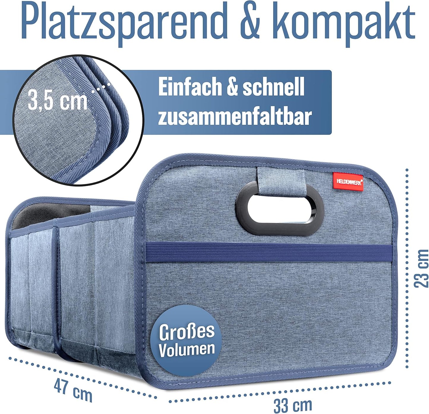 Faltbare Kofferraumtasche mit Anti-Rutsch-Klett, Blau