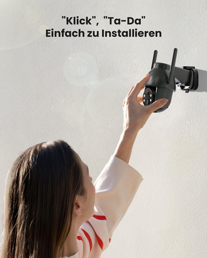 2K 360° PTZ Überwachungskamera mit Solarbetrieb, Bewegungsmelder, Farb-Nachtsicht, 2-Wege-Audio, Schwarze