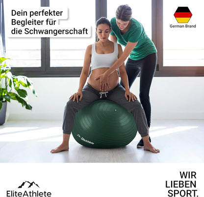 Ergonomischer Gymnastikball für Fitness und Schwangerschaft, Deep Forest 85cm