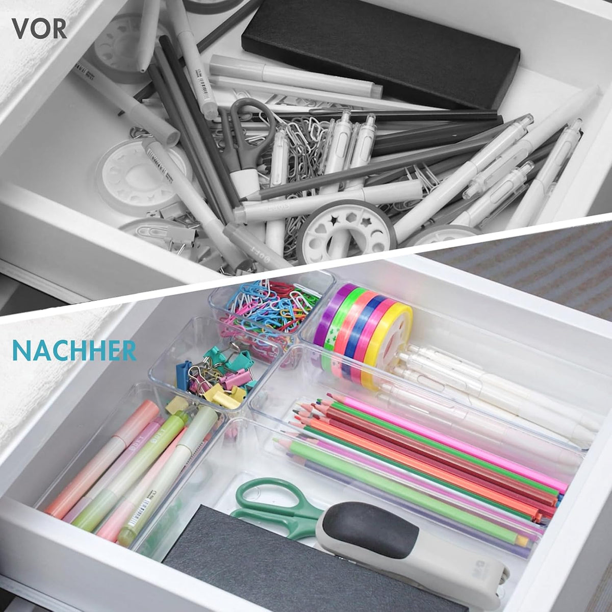 44-teiliges Schubladen-Organizer Set, Transparent 44 Pack