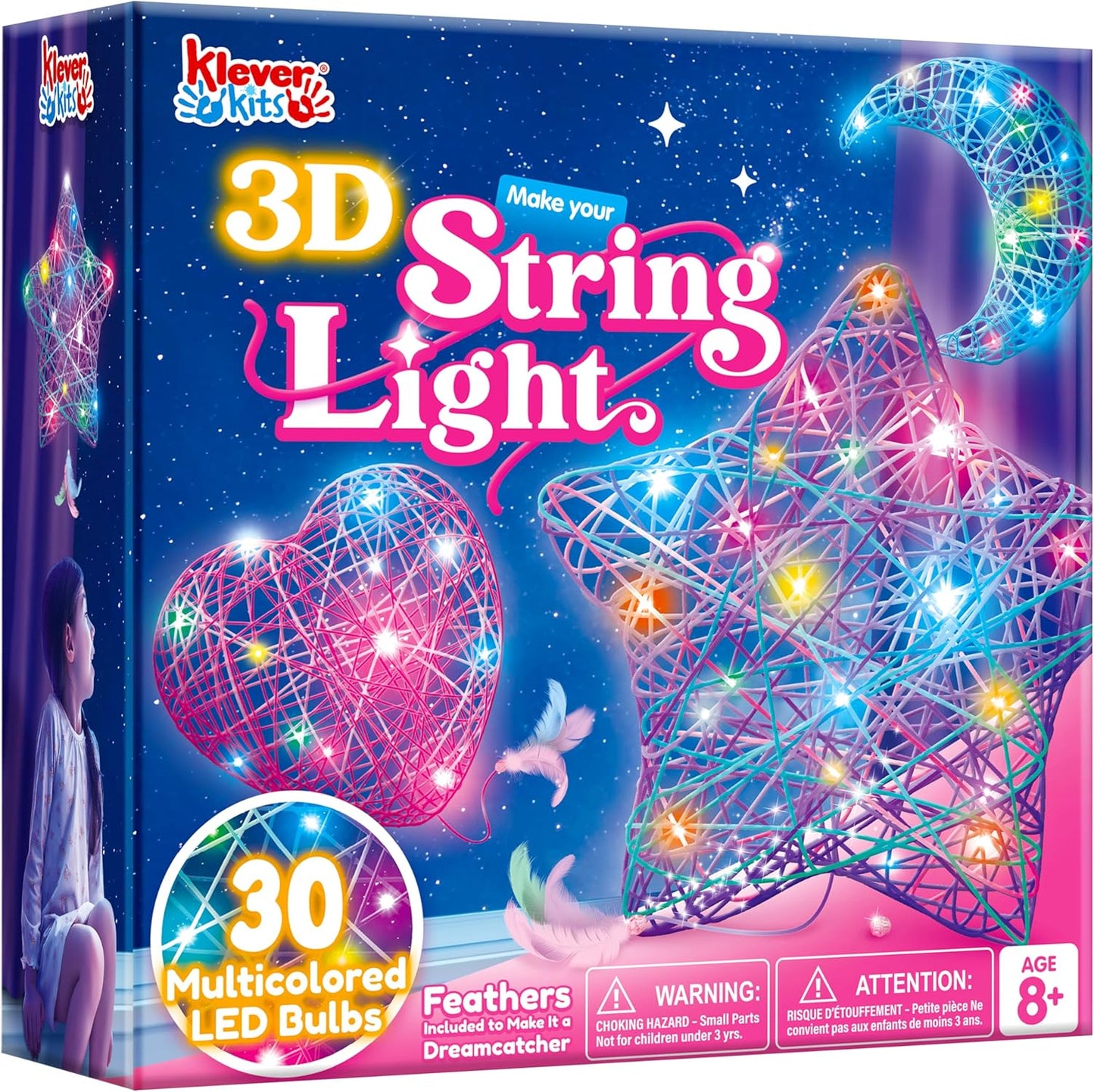 3D-Fadenkunst-Set mit 30 mehrfarbigen LEDs