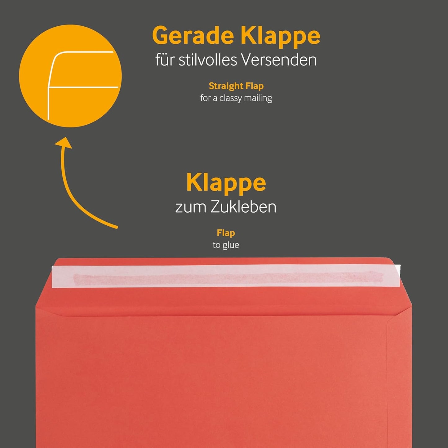 50 rote Briefumschläge DIN C4 mit Haftklebung, DIN C4 Rot-50