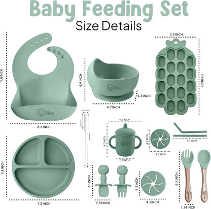 15-teiliges Baby Entwöhnungsset, Grün V5 Pflegeset [15 Stück]