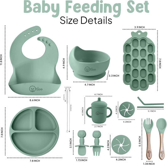 15-teiliges Baby Entwöhnungsset, Grün V5 Pflegeset [15 Stück]