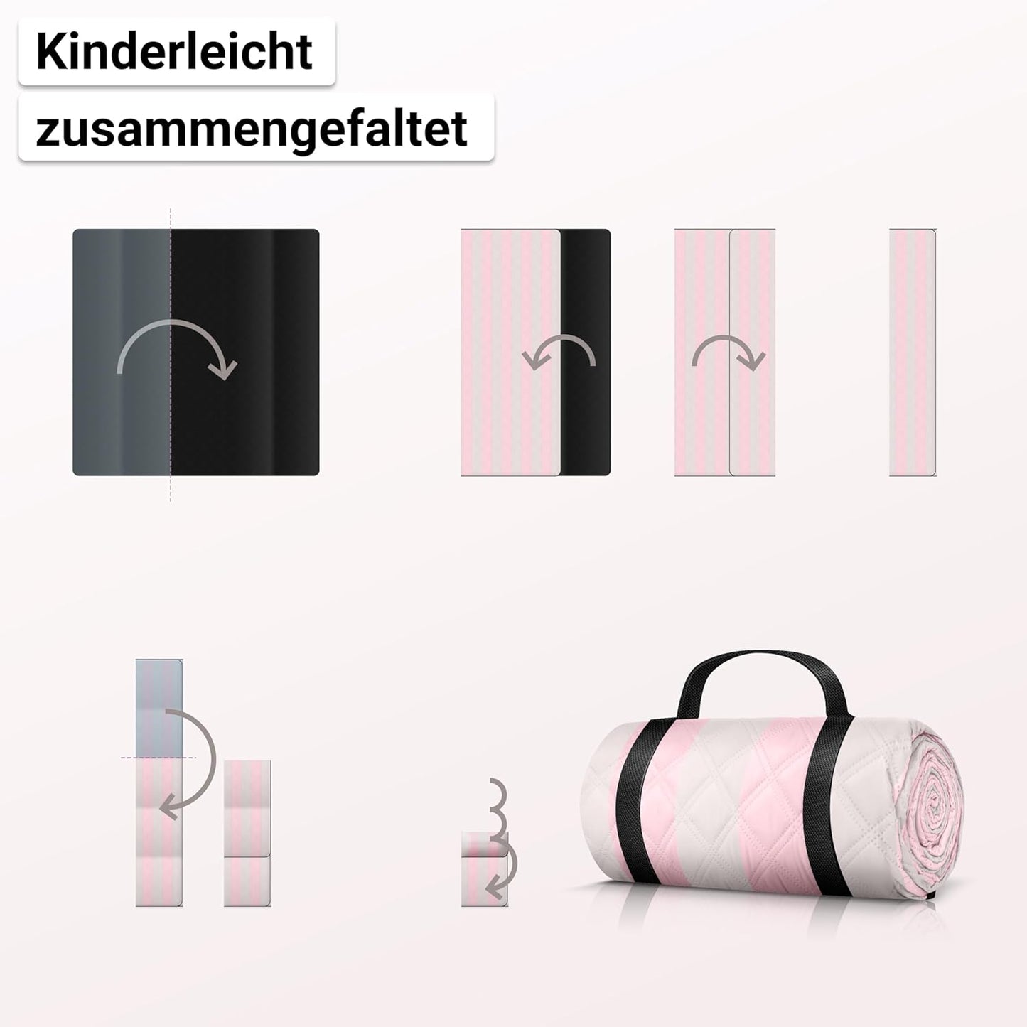 Isolierte Picknickdecke, wasserabweisend, Rosa - Ivory