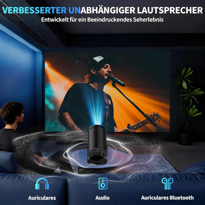 Mini Beamer mit 4K-Unterstützung und 5G WiFi 6, Black-X