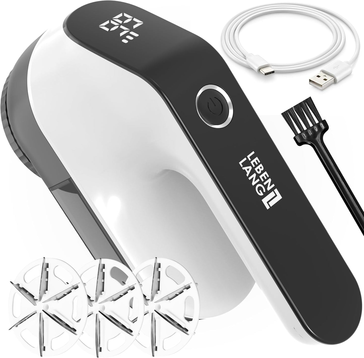 Elektrischer Fusselrasierer mit LED-Anzeige, Weiss - 2000mah