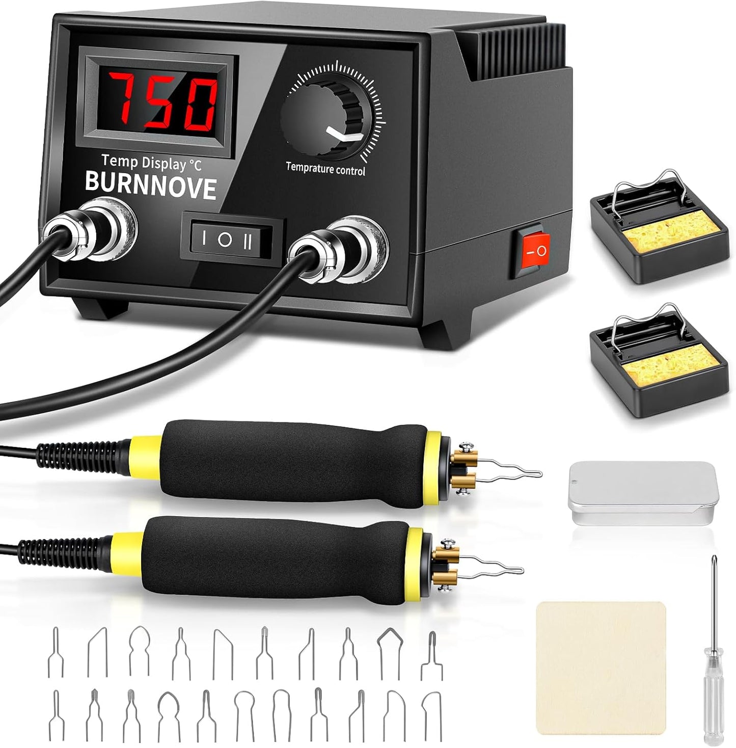 Pyrographie-Set mit LCD-Display und 21 Spitzen, Doppel-pyrographie-stifte