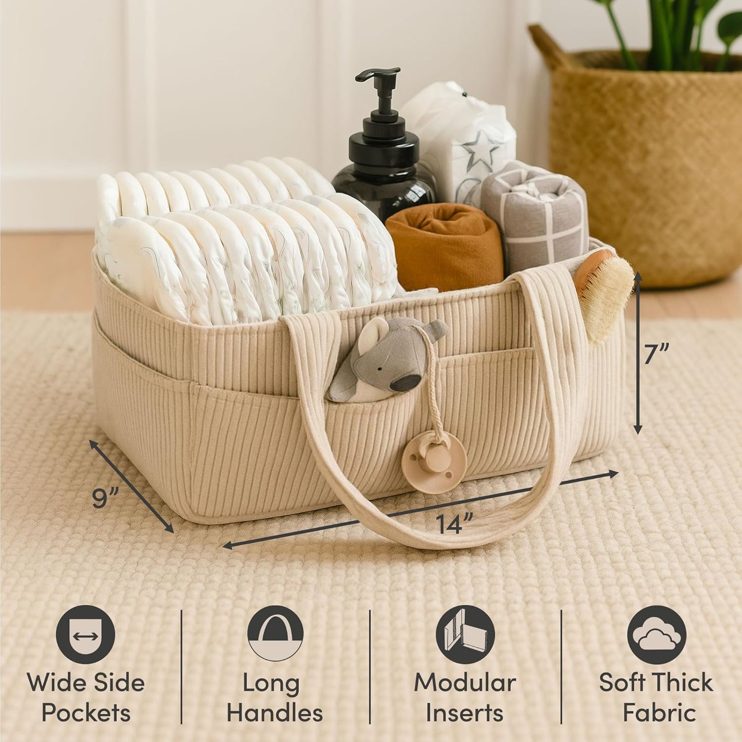 Baby Windel Organizer für Wickeltisch, Cream