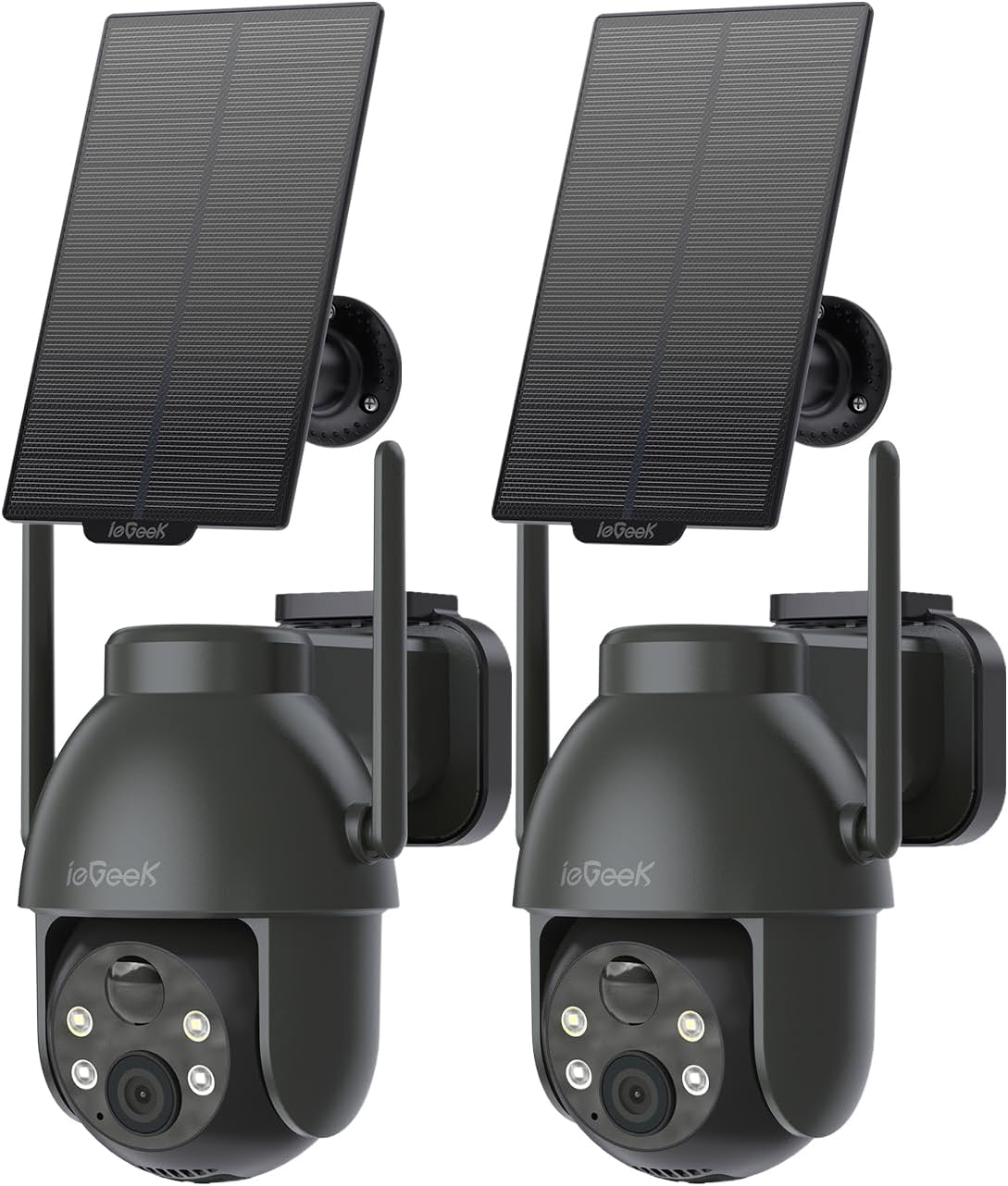 2K 3MP HD Solar-Überwachungskamera, 360° PTZ, 2 Stück, Schwarze 2