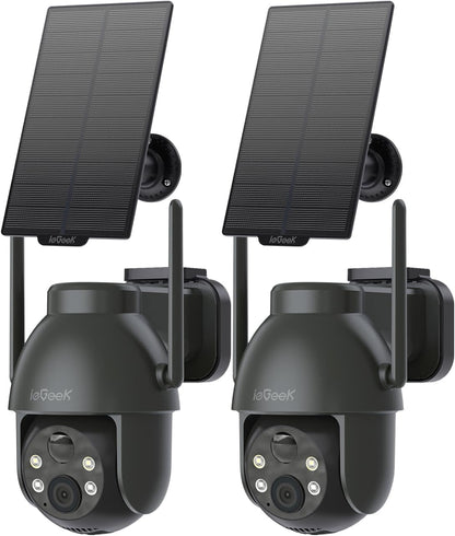 2K 3MP HD Solar-Überwachungskamera, 360° PTZ, 2 Stück, Schwarze 2
