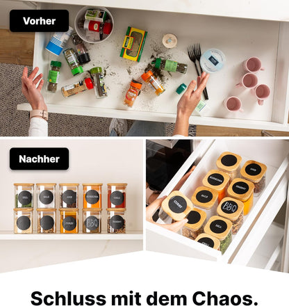 Gewürzgläser-Set mit Deckel, 10 Set Eckig