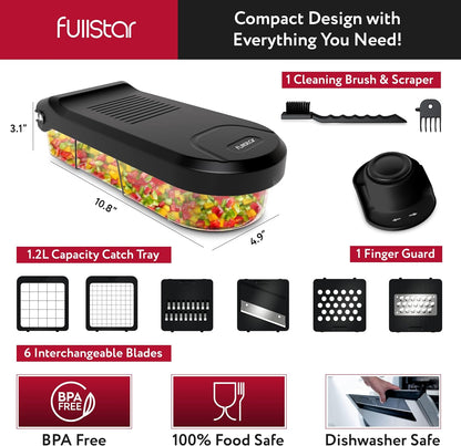 Gemüseschneider, 6-in-1 Kompakt Schwarz